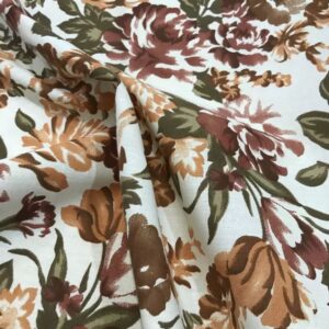 Algodón flores otoño marrón y blanco