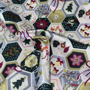 Algodón motivos navideños rombos