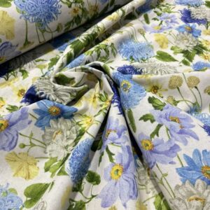 Loneta estampado flores azules